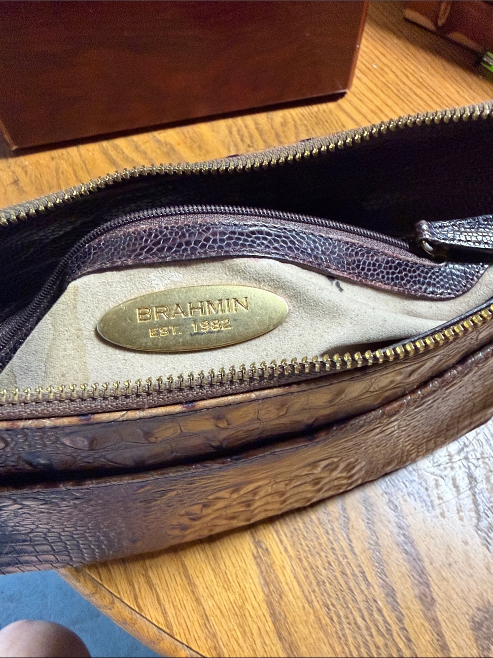 Brahmin Brown Croc-Embossed Leather Crossbody with Charm - Picture 8 of 13